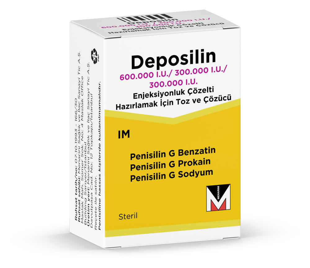 Deposilin 600.000 I.U./300.000 I.U./300.000 I.U. Enjeksiyonluk Çözelti Hazırlamak İçin Toz ve Çözücü